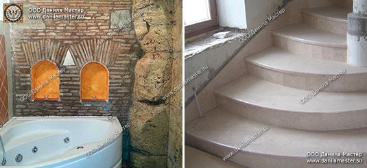 Монтаж ступеней лестниц и декорирование натуральным камнем